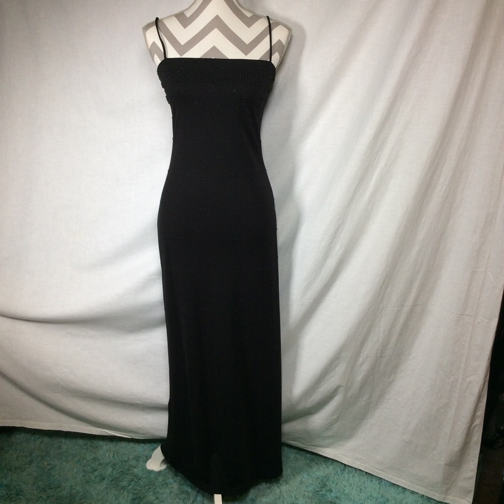 Glamorous Black Beaded Spaghetti Strap Mermaid Evening Gown DP7913